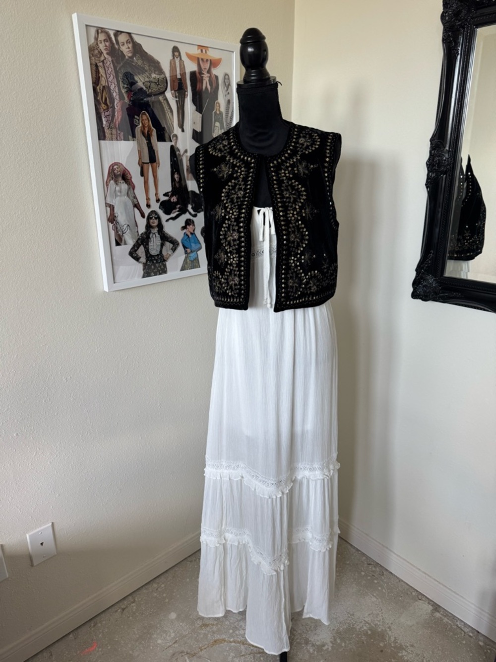 Black embroidered Vest
